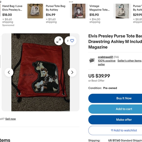 ‘Ashley M’ Elvis Presley Drawstring Backpack NWOT (#4) - Picture 5 of 5